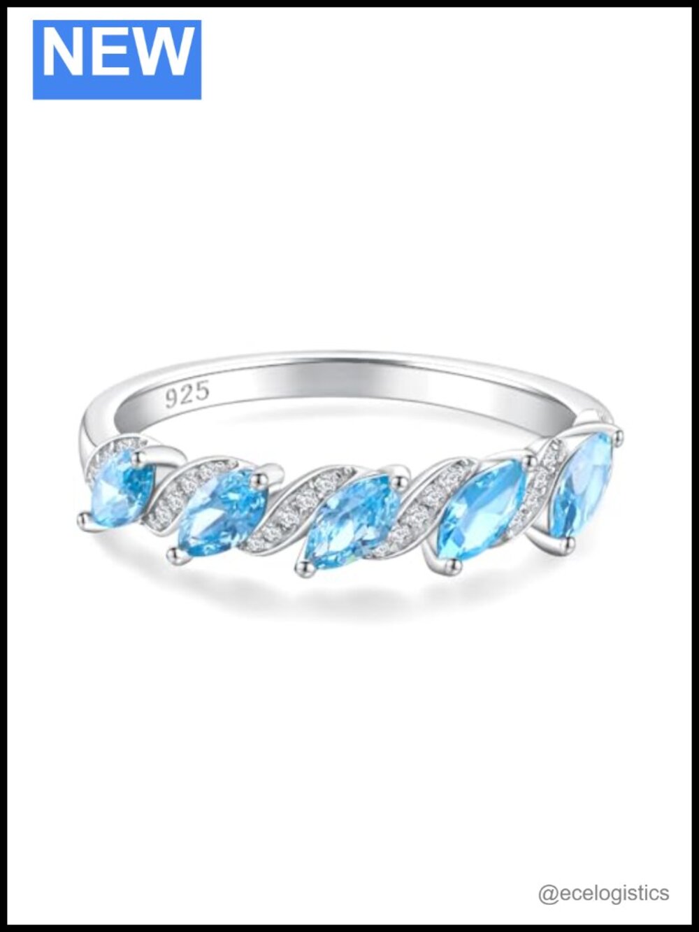 Sterling Silver Half Eternity Wedding Band Stackable Birthstone Ring